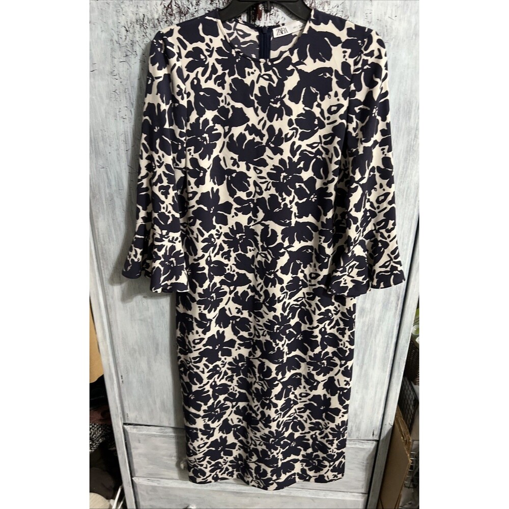 Zara flared ruffle Floral sleeve maxi dress sm boho feminine